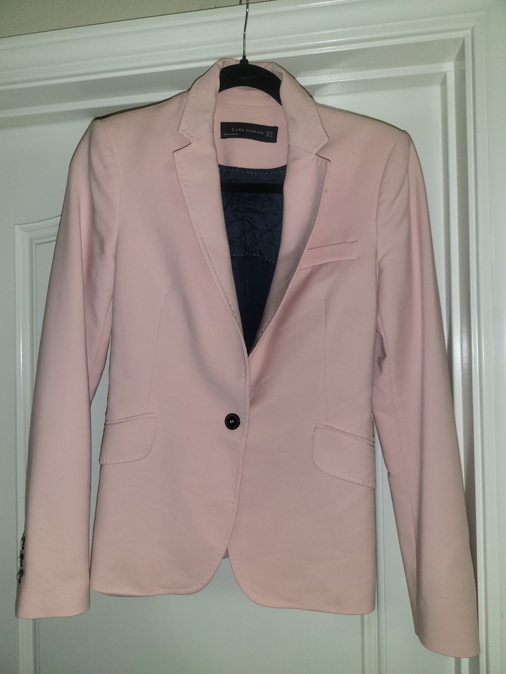 NEW Zara Pale Pink Single-Button Notch Lapel Blazer NWOT Size XS - Picture 2 of 11